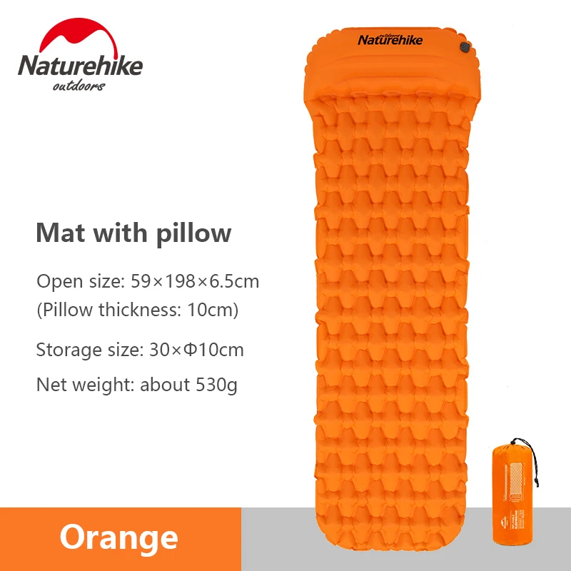 NH19Z012-P orange Naturehike Одноместный/двойной воздушный коврик для кемпинга, палатка, коврик для сна, ультра-светильник, надувной коврик для пеших прогулок, влагостойкая Подушка с воздушным мешком - Цвет: NH19Z012-P orange