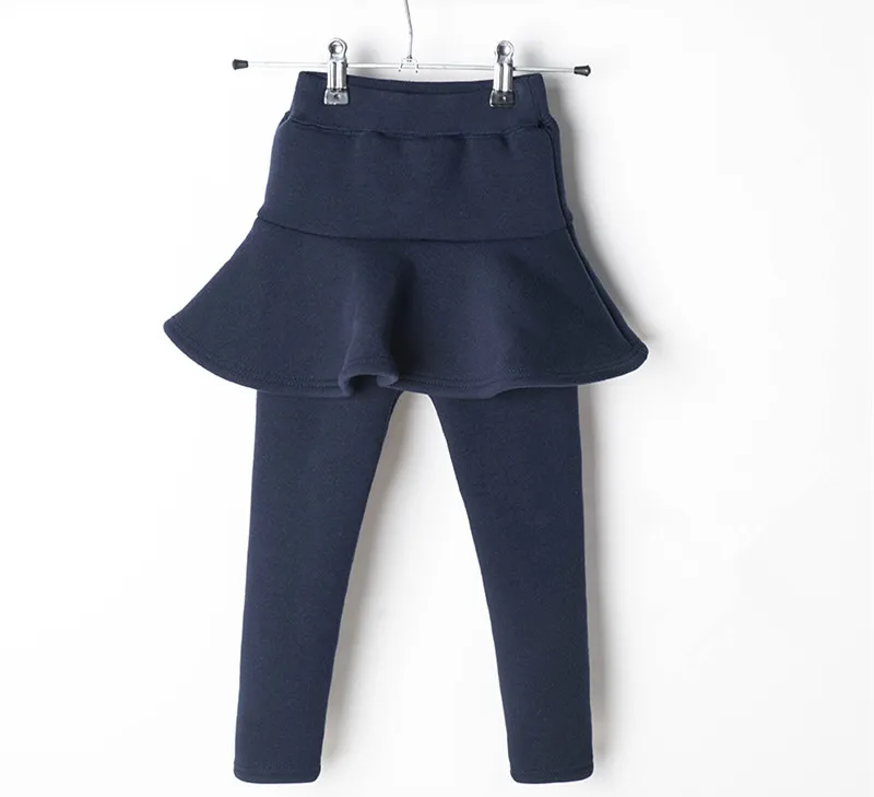Navy Blue Зимняя флисовая Плотная юбка-штаны; детские большие хлопковые брюки; брюки для маленьких девочек; теплые леггинсы - Цвет: Navy Blue