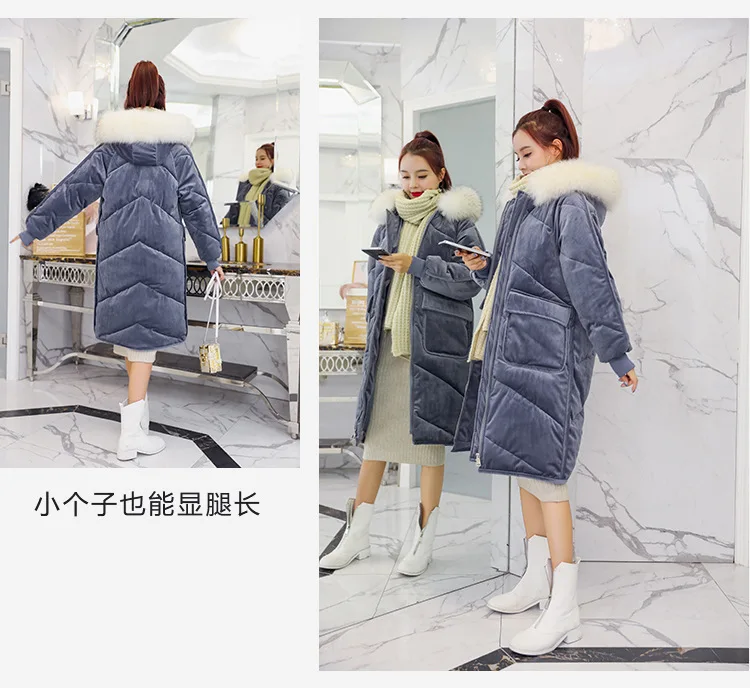 Goddess-свободный пуховик, хлопковая стеганая одежда, плотное пальто, Женское зимнее Золотое бархатное вельветовое хлопковое Стеганое пальто, Корейская-s
