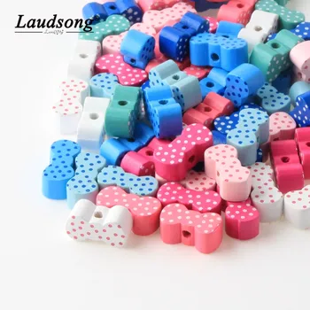 

30PCS Wooden Cute Colored Bow Tie Shaped Wooden Beads For DIY Children's Toy Jewelry Making Baby Nipple Chain Beading