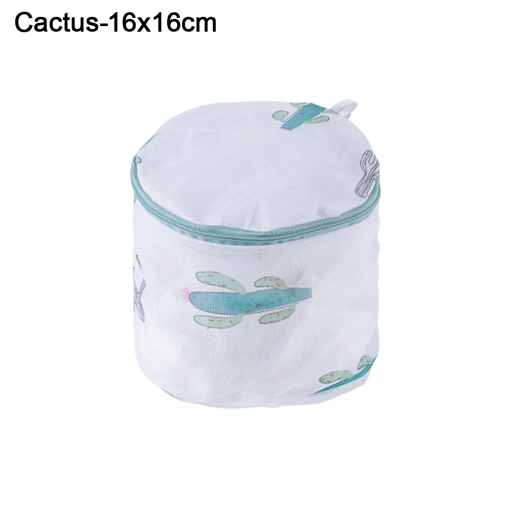 Cactus 16x16cm 1 шт. Полиэфирная Сумка для белья на молнии, сумки для хранения бюстгальтеров, сумки для хранения белья с принтом ананаса и кактуса, сумка для стирки в стиральной машине, сумки для ухода за бельем - Цвет: Cactus 16x16cm