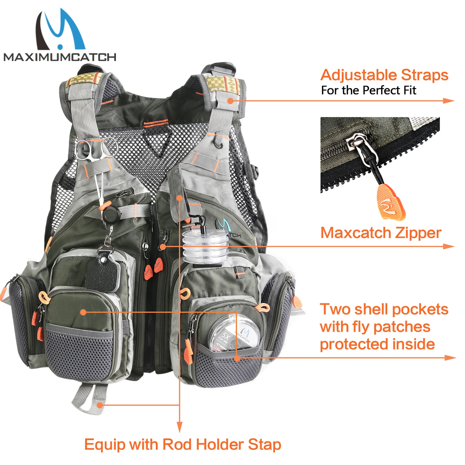 Life Jacket Vest Suitable for Fishing and Outdoor Activities Fly Fishing Life Jacket with Multi-Pockets Adjustable Vest for Men and Women
