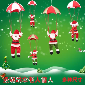 

Sckday Christmas Tree Wall Hanging Ornaments parachute Santa Claus Snowman doll home Decoration for New Year Xmas Gifts Kids Toy