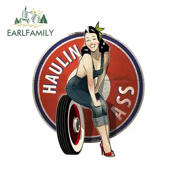 

EARLFAMILY 13cm x 10.7cm For Pin Up Girl Scratch-Proof Car Stickers Auto Car Assessoires Decal Vinyl Material Waterproof Decor