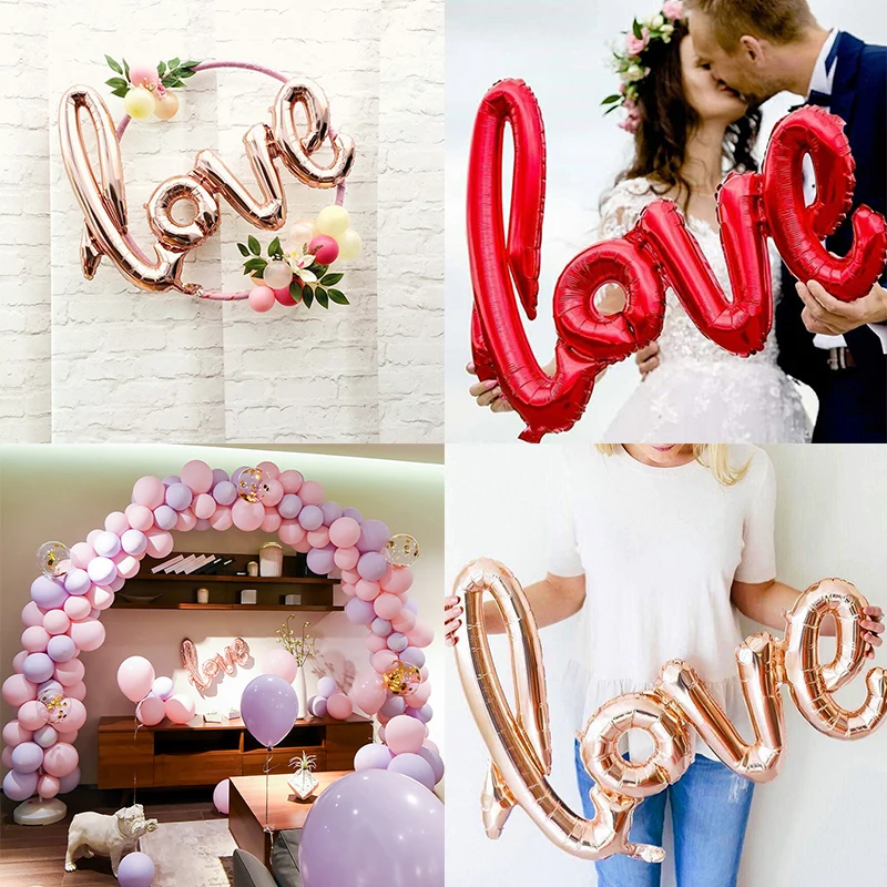 Креативные воздушные шары из фольги с надписью LOVE праздничные на день рождения