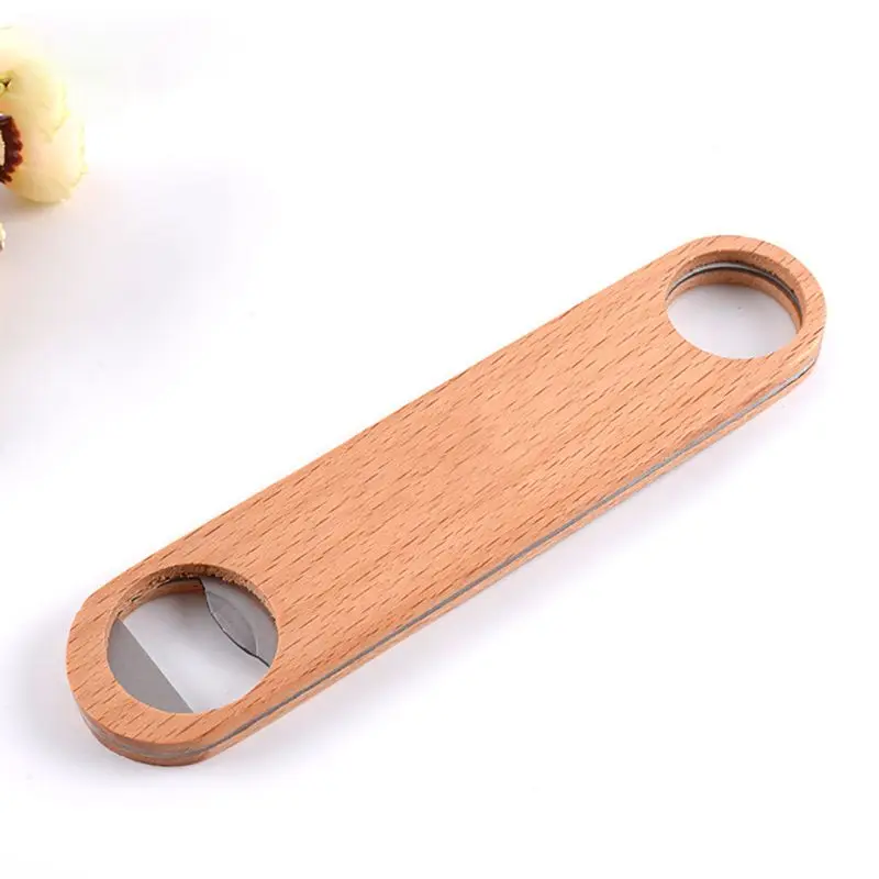 Деревянная плоская открывалка для пивных бутылок, винтажная деревянная ручка, открывалки для вина и пива, кухонные инструменты для бара