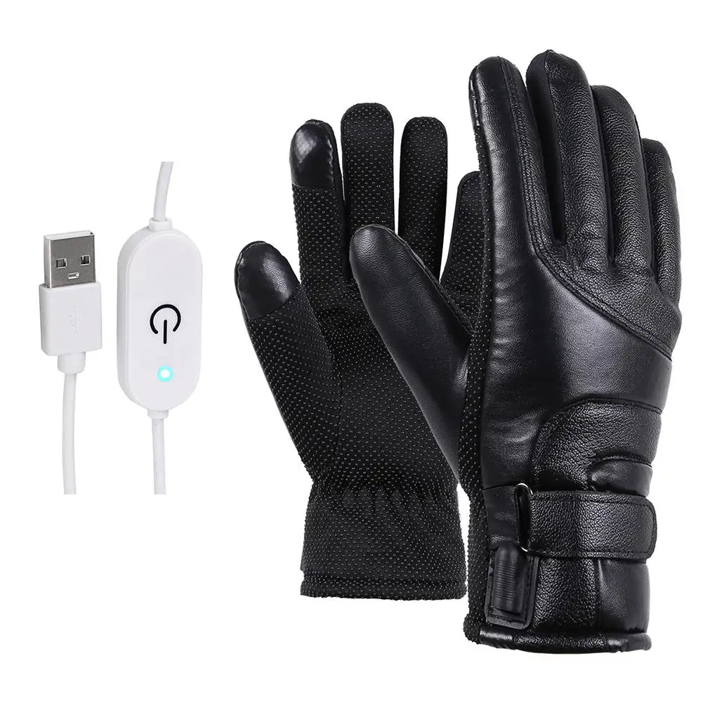 

Winter Electric Heated Gloves Windproof Cycling Warm Heating Touch Screen Skiing Gloves USB Powered For Men Women