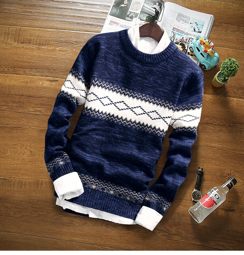 Zogaa Winter Brand Pullover Sweater Brand Knitting Long Sleeve O-neck Slim Korean Fashion Clothes Men Sweater Korean Style
