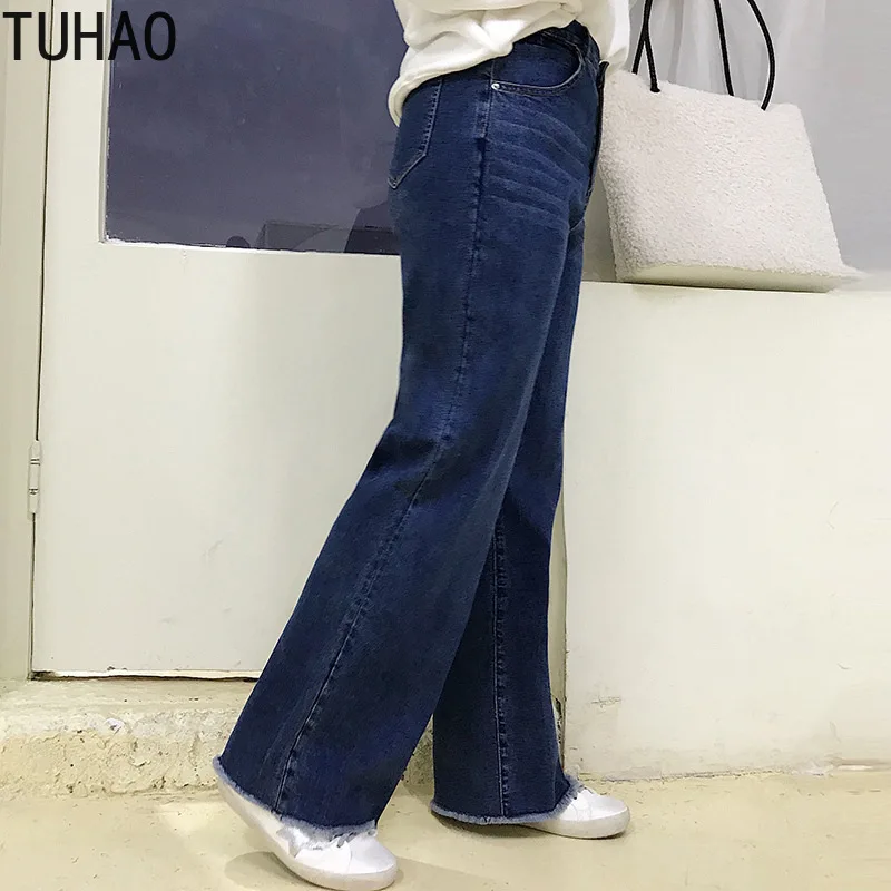TUHAO/женские джинсовые широкие брюки с высокой талией размера плюс, 3XL, 2XL, женские Джинсы бойфренда, рваные джинсы для женщин, джинсы LZ18