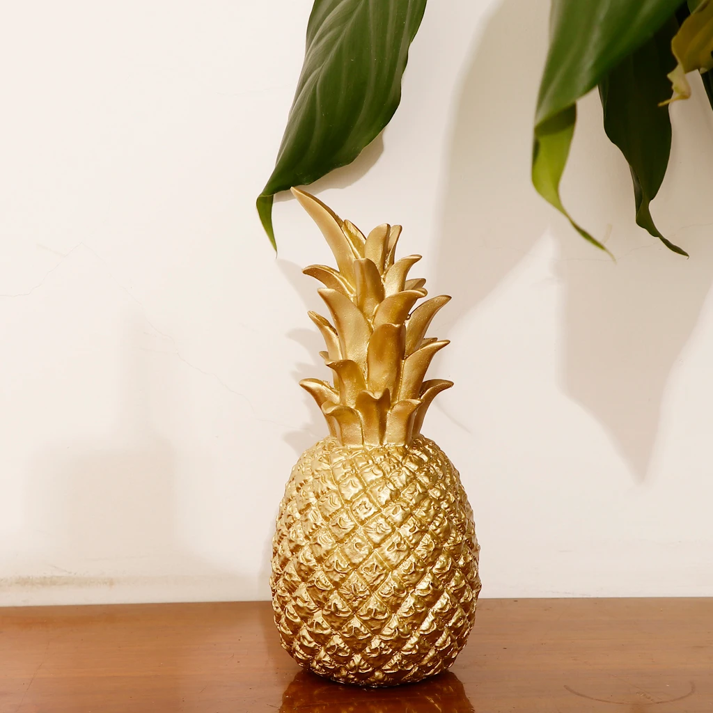 Creative Resin Pineapple Shaped Ornament Gift Home Desktop Living Room Decor Gold Tone