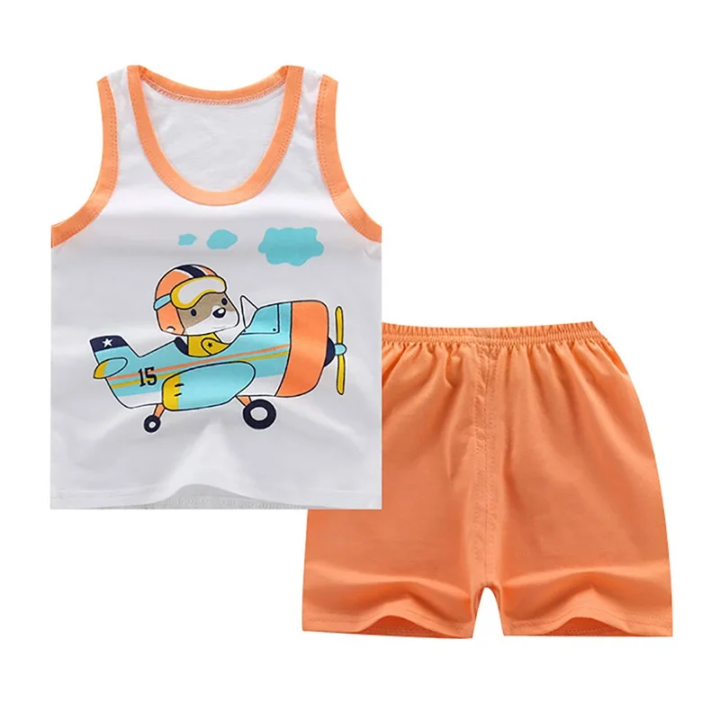 Летняя одежда для маленьких мальчиков жилет без рукавов с рисунком топ шорты Повседневная одежда - Цвет: 57I