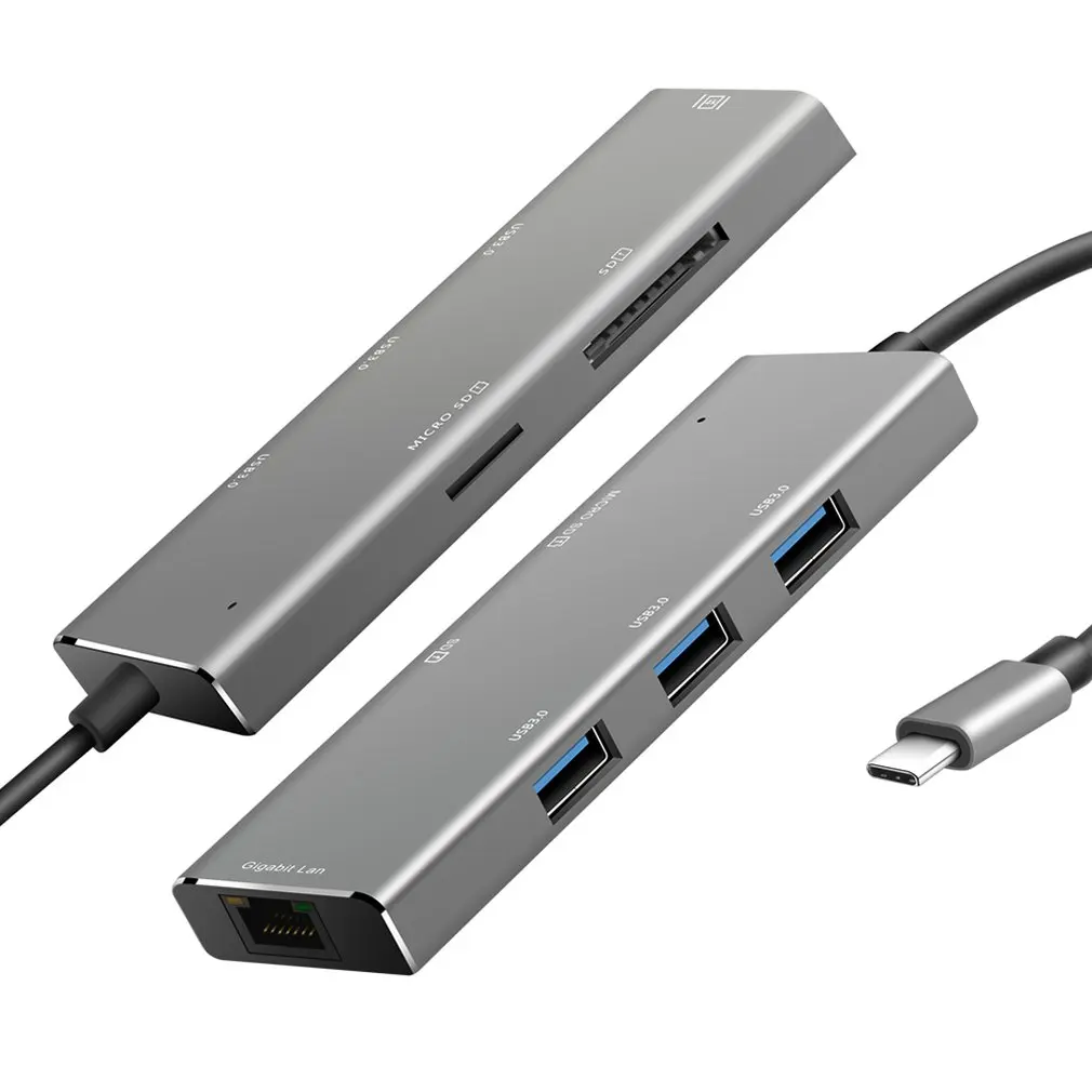 Алюминий USB C концентратор 6-в-1 Тип usb C Hub адаптер ключ совместим для MacBook Pro 1" 15" Thunderbolt 3, USB-C данных