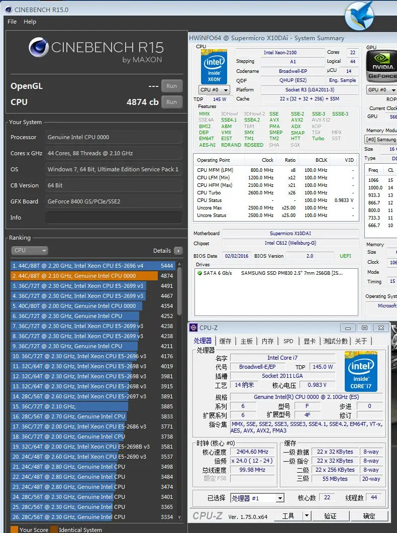 Intel ЦП Xeon ES версии E5-2699V4 E5-2699 V4 LGA2011-3 E5 2699 V4 22-Core 2,10 ГГц 55MB 145W E5 2699V4