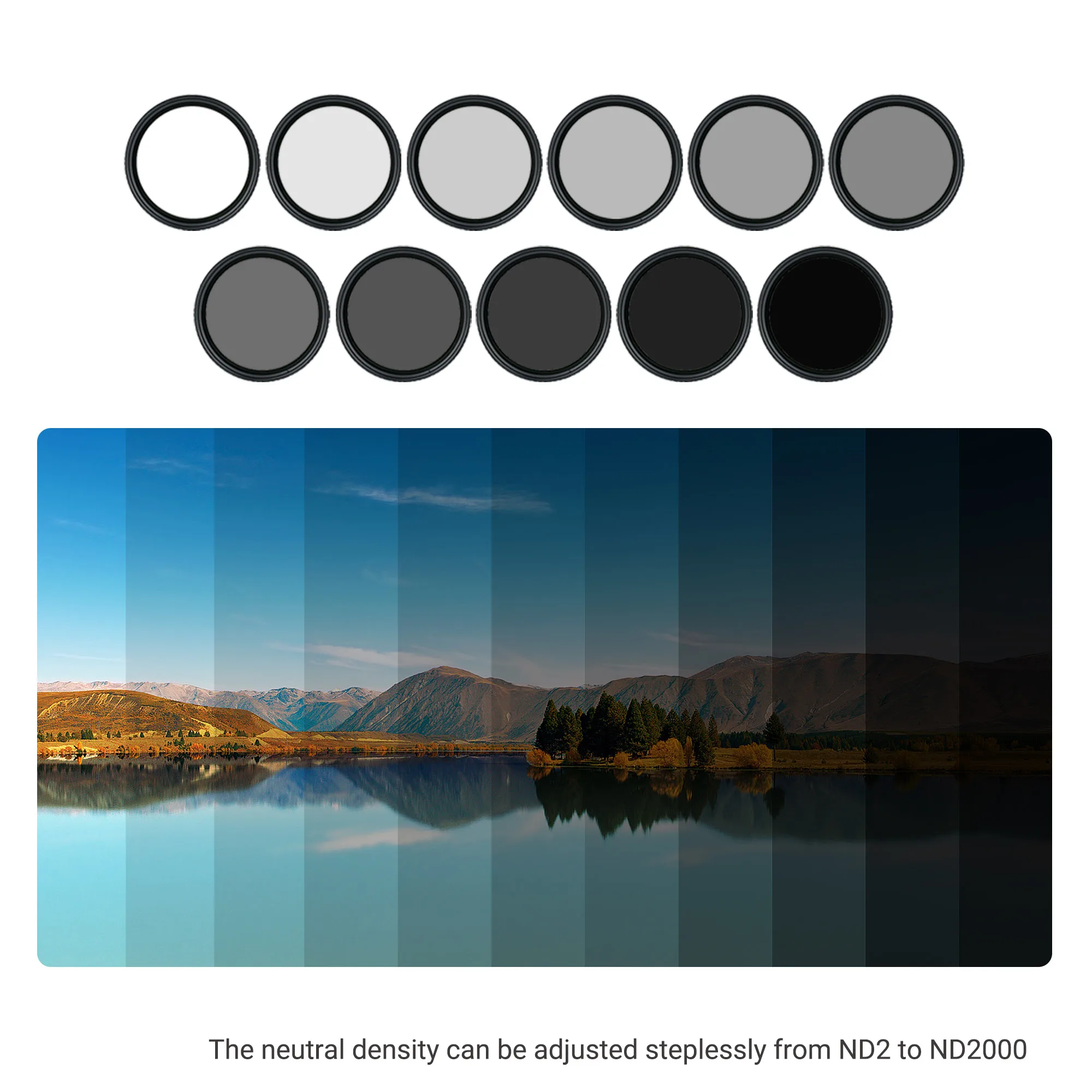 40.5 43 46 49 52 55 58 62 67 72 77 82mm ND Lens Filter ND2 to ND2000 Variable Adjustable Neutral Density Lens With Filter Case 2