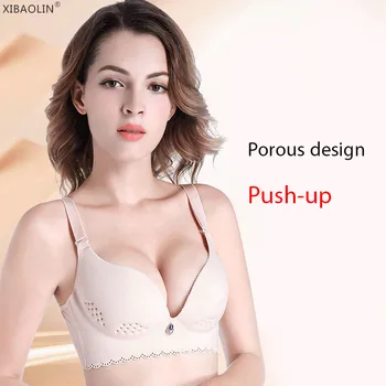 

Summer Breathable No Trace No Underwire Ultra-thin Cup Thin Section Gather Bra Adjustable Hollow Sexy Girl Underwear