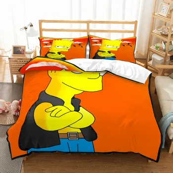 

Cartoon Simpson Bedding Set Kids Bedroom Decor Bed Linen Set Pillowcase Single Double Full Queen King Duvet Cover Set 2/3 Piece