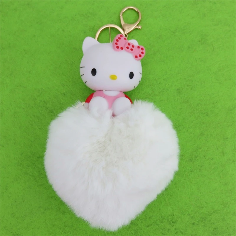 Симпатичный помпон pom с плюшевой цепочкой для ключей kawaii cat Маленькая подвеска женская сумка креативный брелок подарок на день Святого Валентина на день рождения - Цвет: Светло-зеленый