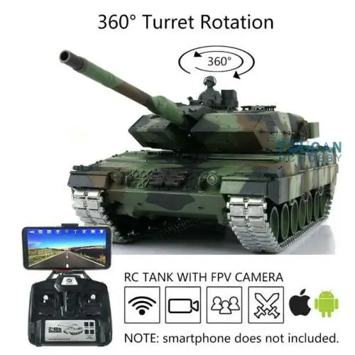 2,4G Henglong 1/16 6,0 Upgrade FPV модель Leopard2A6 rc Танк 3889 Вт/360 револьверная отдача ствола TH16210 - Цвет: Original green