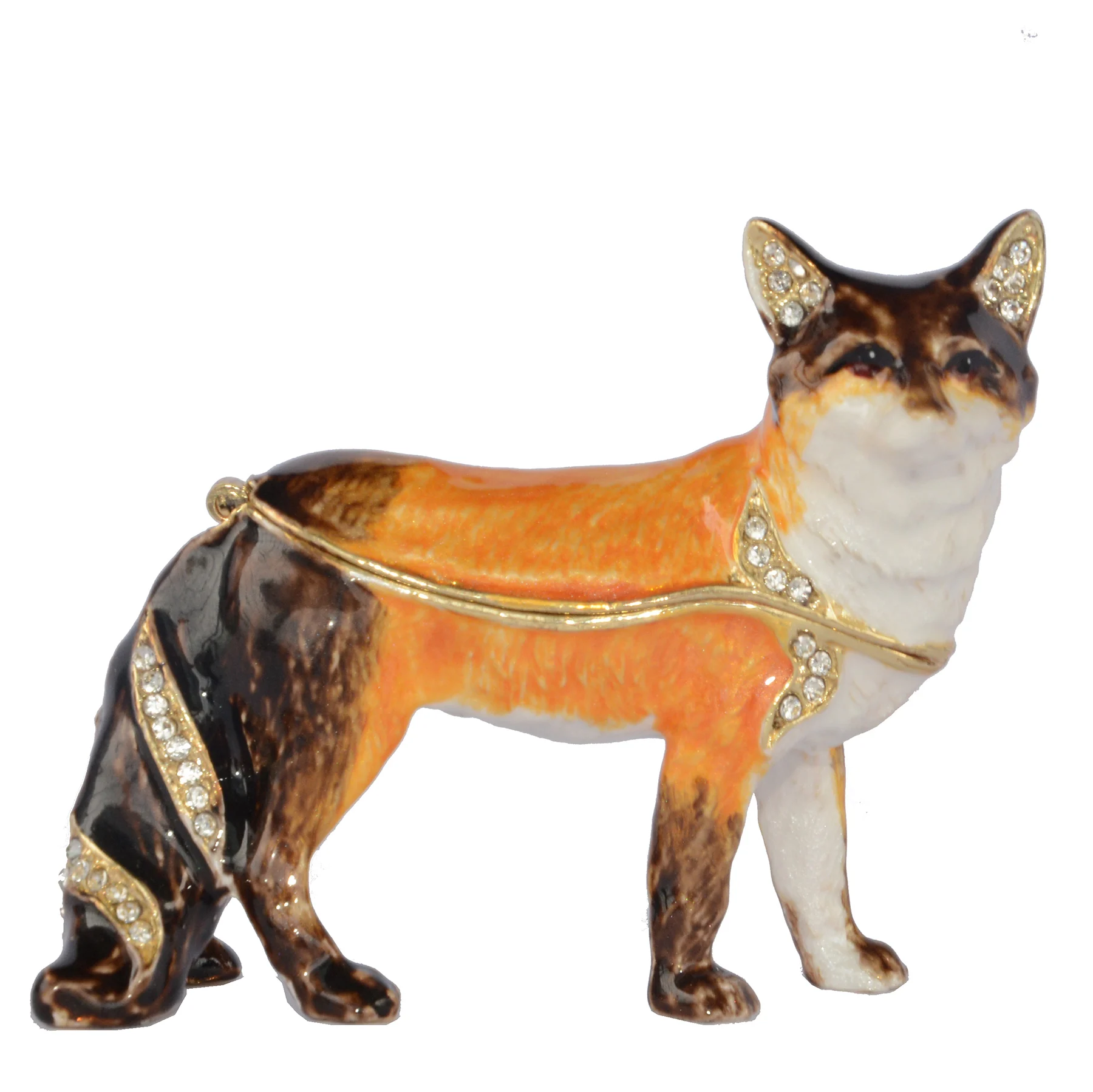 

Fox jewelry trinket box metal tabletop decoration jewelry organizer souvenir fox statue Festival Gift Desktop Decoration