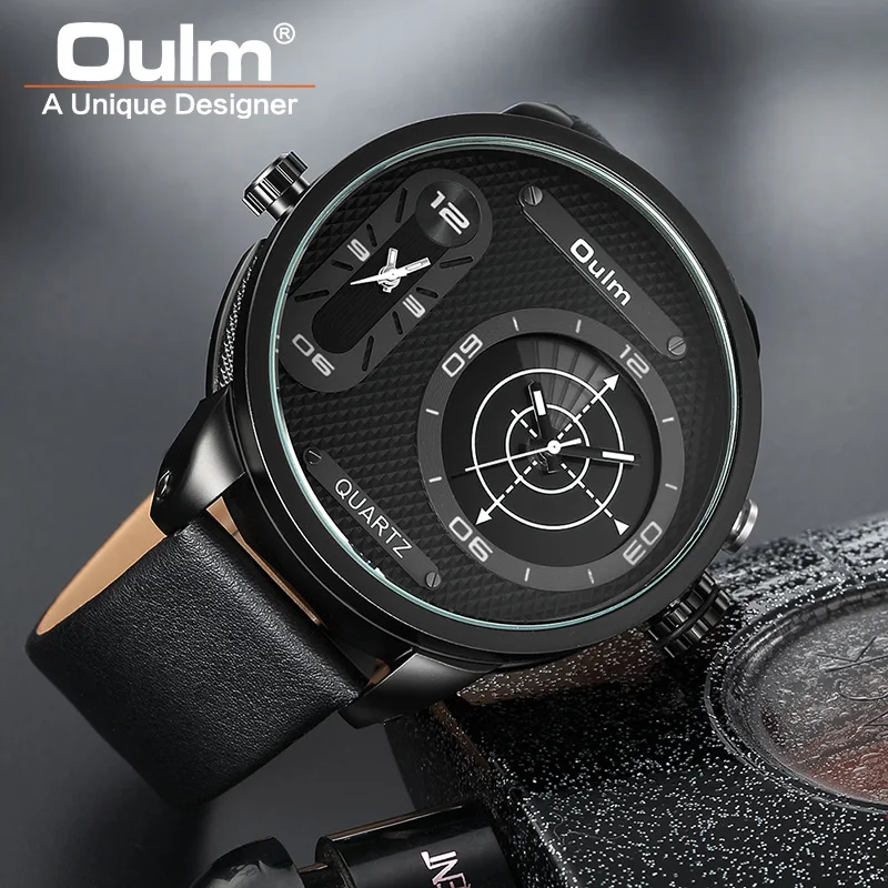 Oulm уникальные мужские часы с большим циферблатом лучший бренд Роскошные мужские спортивные часы водонепроницаемые повседневные кварцевые часы Relogio Masculino