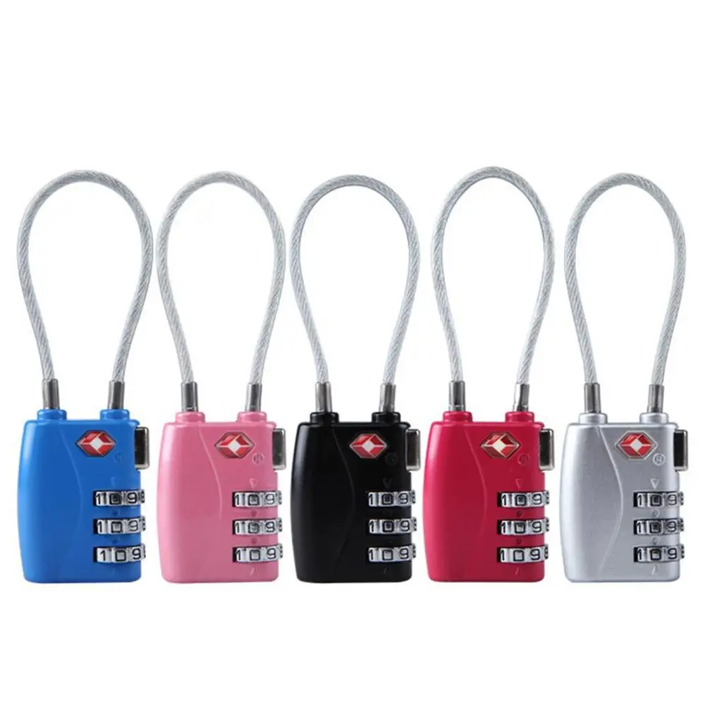 

High Strength Steel Traveling Goods Tsa719 Customs Lock Travel Luggage Anti-Theft 3 Digit Steel Rope Code Lock