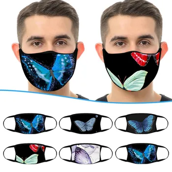 

Adult Butterfly Print Reusable Face Shield Cloth Breathable Face Mask Windproof Face Shield Mouth Mask Washable mondmaskers