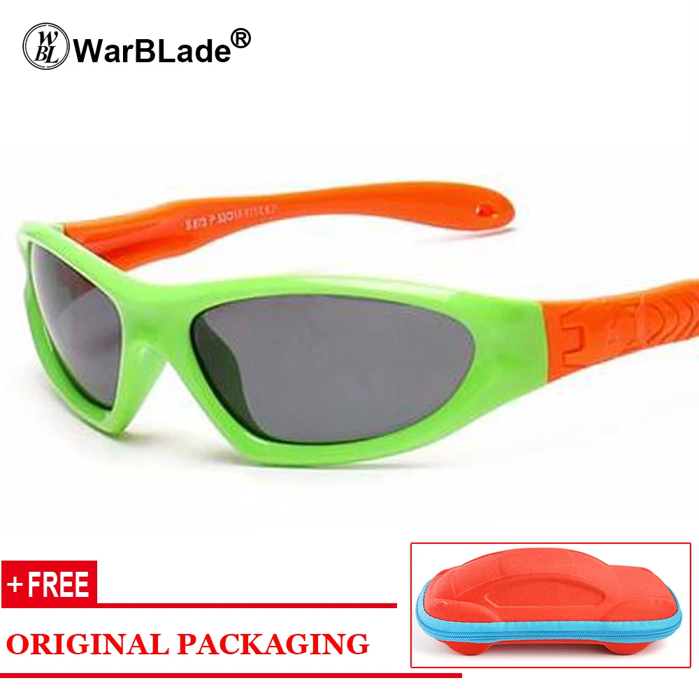 green orange WarBLade, Детские поляризованные солнцезащитные очки, UV400, детские очки, защита от УФ-лучей, детские солнцезащитные очки, солнцезащитные очки для мальчиков и девочек - Цвет линз: green orange