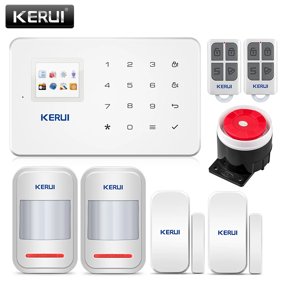 US $51.26 KERUI G18 Alarm System Kit White Wireless GSM Home Security Burglar Alarm System Sensor Kit Android IOS Phone APP Remote Control