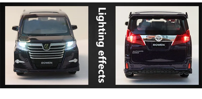 1:32, Toyota Alphard MPV, модель автомобиля из сплава, модель 4, открытая дверь со звуком, светильник, детские игрушки, подарки на Рождество, день рождения