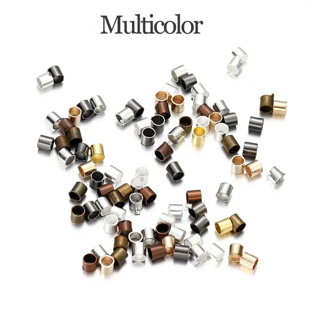 150-500pcs 1.5 2.0 2.5mm Gold Copper Tube Crimp End Beads Stopper Spacer Beads For Jewelry Making Findings Supplies Necklace Multicolor