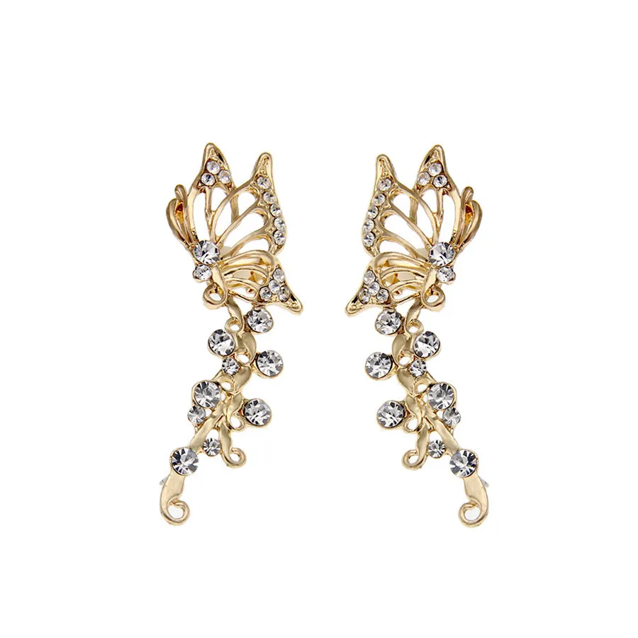 Модные серьги с кристаллами женская обувь золотистого цвета вырезами Сережка