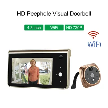 

Smart WIFI 4.3 Inch LCD Wireless Infrared HD Peephole Night Vision Video Doorbell Phone Visual Home Motion Detection Camera