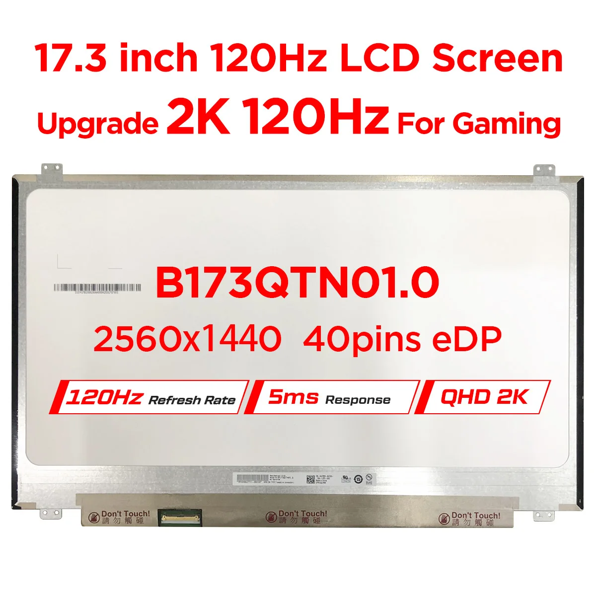 

Экран для ноутбука 17,3 "120 Гц B173QTN01.0 B173QTN01.1 B173QTN01.2 B173QTN01.4 B173QTN01.5 QHD 2560x144 0, ЖК-дисплей, панель, 40pin eDP