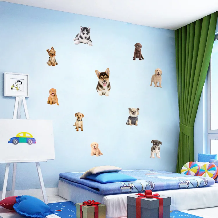 Модель Хаски стикер Детская комната декоративные обои для спальни Pet Shop 3D мультфильм наклейки