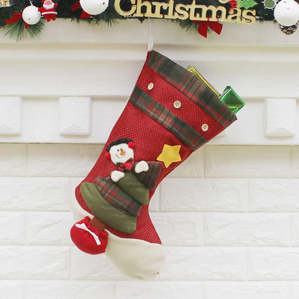 

Colorful European Style Decoration Ornament Home Supplies Christmas Socks Candy Bag Package Storage Gift Xmas Hanging Pendant