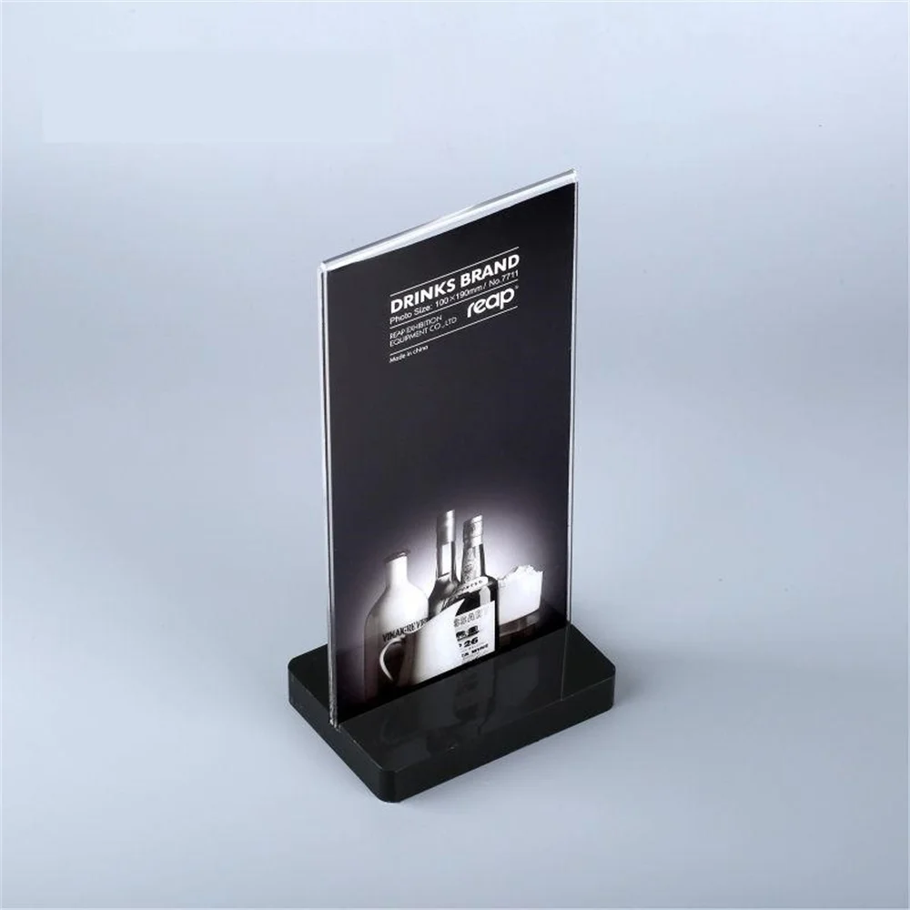 Crystal Acrylic T-shape Desk Sign Holder Card Display Stand Table Menu Service Label Drink Brand Conference Meeting