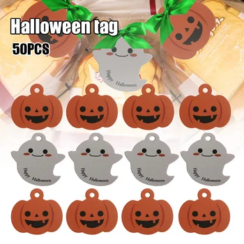 

50Pcs Hanging Tags Halloween Candy Box Decorations Cartoon Ghost Pumpkin Tags for Kids Gift HUG-Deals