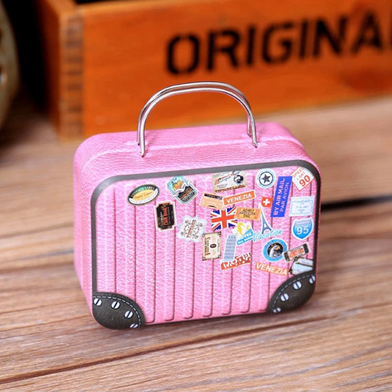 1Pc Sultry Retro Suitcase Music Box Creative Gift Mini Music Boxes Colorful Home Decoration Accessories Inimitable Musical Box - Цвет: Pink Suitcase