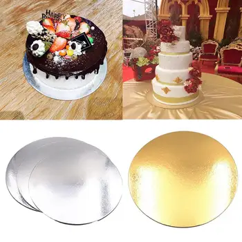 

2Pcs Round Mousse Cake Boards Cake Base Cupcake Dessert Tray for Wedding Birthday Party Gold Silver 8/10/12 Inch
