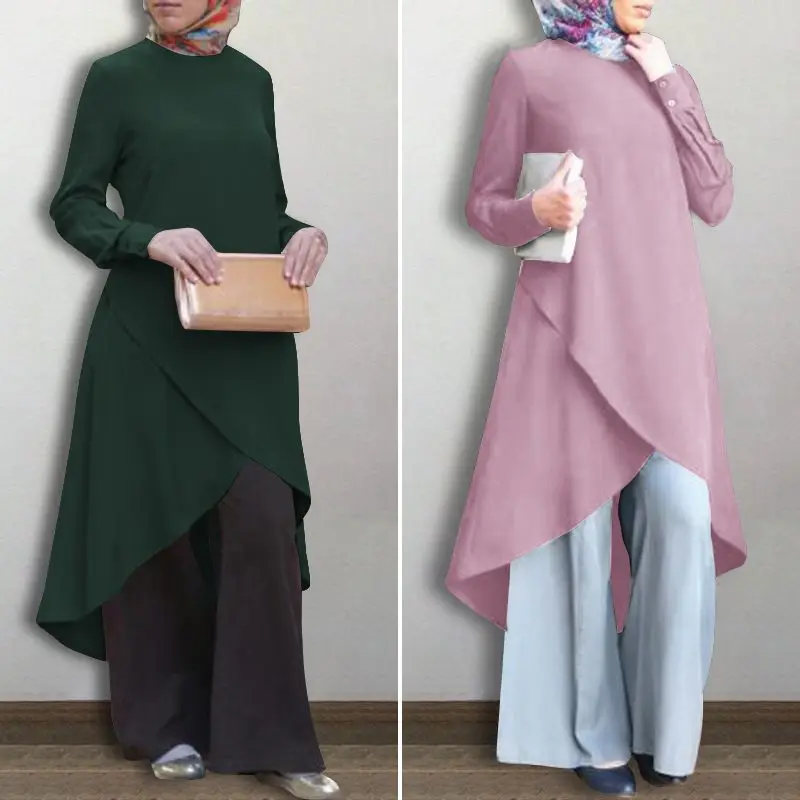 Размера плюс женская нестандартная блузка ZANZEA Kaftan Женская Повседневная рубашка