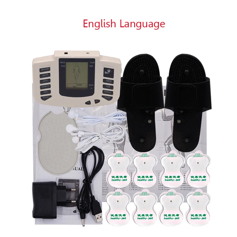 English language 8 подушечек забота о здоровье электрические мышцы тела назад шеи стимулятор Massageador Tens машина для терапии акупунктурой для похудения тела массажный - Цвет: English language