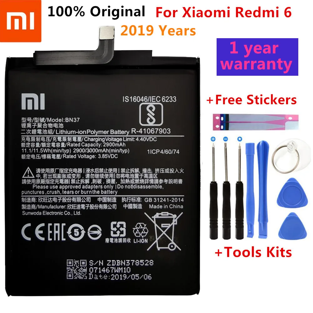 Аккумулятор Xiao mi BN37 3000 мАч для Xiao mi Red mi 6 Red mi 6 Red mi 6A высококачественные Сменные Аккумуляторы для телефонов+ Бесплатные инструменты