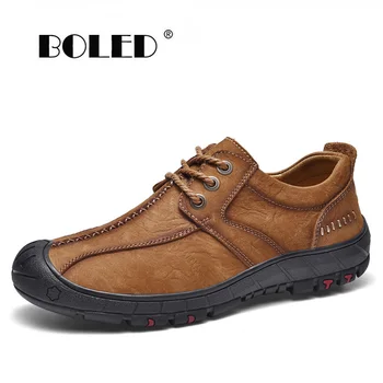 

Quality Lace Up Casual Men Shoes Natural Leather Walking Flats Shoes Outdoor Waterproof Sneakers Shoes Men Zapatillas Hombr