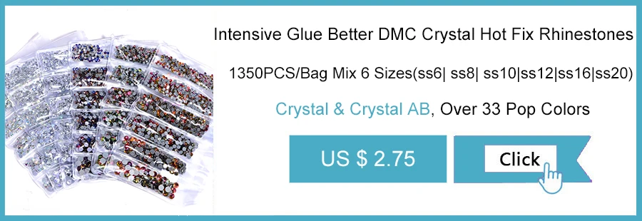1350pcs Mix 6 Sizes 33 Colors High Quality стразы Crystal AB Hotfix Rhinestones