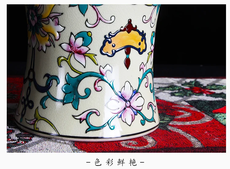 Hand painted i pastel, European style, vase new Chinese style, entwined lotus, ceramic vase, modern porch, antique shelf