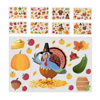 

Autumn Pumpkin Decal Stickers Maple Thanksgiving Decorations Fall Leaves Window Clings Christmas Party Wall Decor Ornaments