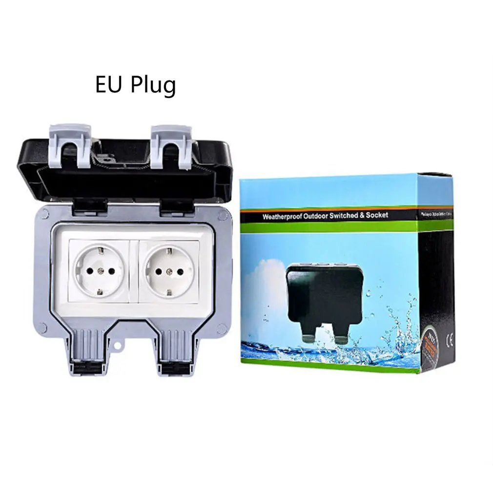 EU IP66 французский Открытый водонепроницаемый разъем коробка открытый водонепроницаемый настенный выключатель розетка ванная комната водонепроницаемый настенный выключатель розетка - Цвет: EU