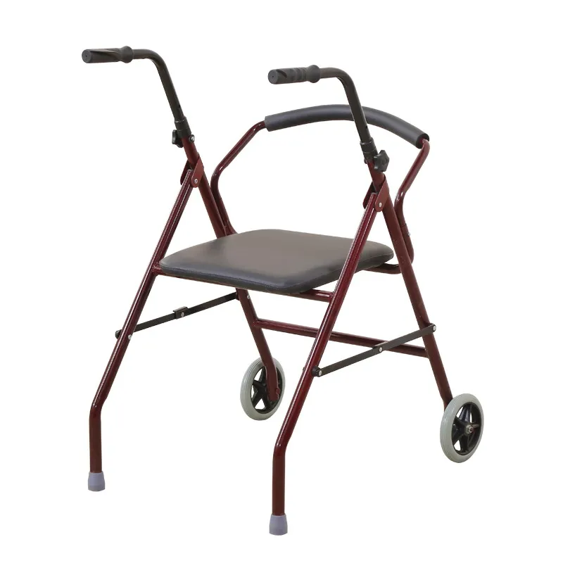 Carrello per anziani con sedile, carrello pieghevole a 2 ruote per anziani,  assistenza a camminare
