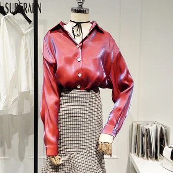 

SuperAen Long-sleeved Shirt Women Fashion Wild Casual New 2020 Spring Ladies Blouses and Tops Cotton Women Clothing