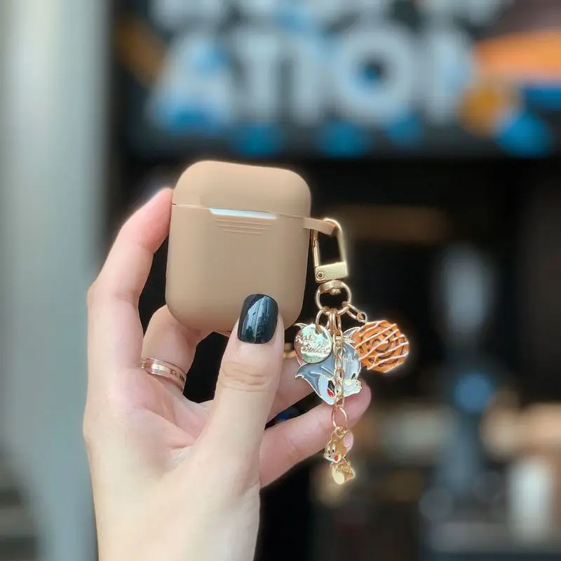 Милый чехол для наушников AirPods мультяшный Кот Том и Джерри брелок беспроводные наушники чехол для Apple Airpods 2 сумка аксессуары